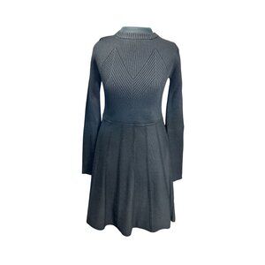 Anrabess Womens Black Long Sleeve Ribbed Knit Dress S